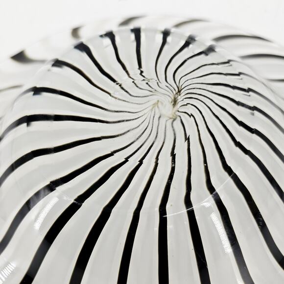DINO MARTENS MCM MURANO ART GLASS MEZZA FILIGRANA BIANCO NERO FREEFORM OVAL BOWL - Picture 7 of 11